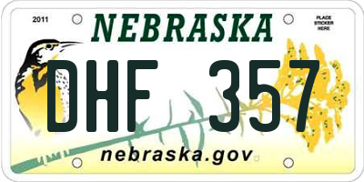 NE license plate DHF357