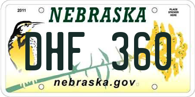 NE license plate DHF360