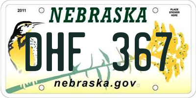 NE license plate DHF367