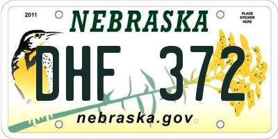 NE license plate DHF372