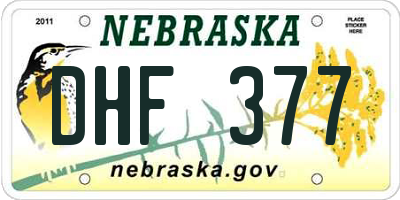 NE license plate DHF377