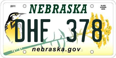 NE license plate DHF378