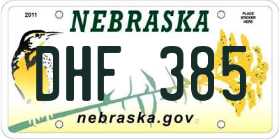 NE license plate DHF385