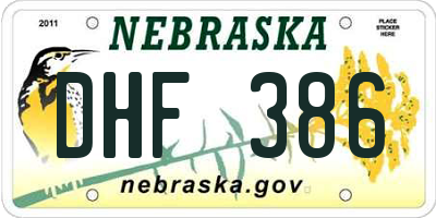 NE license plate DHF386