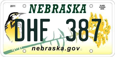 NE license plate DHF387