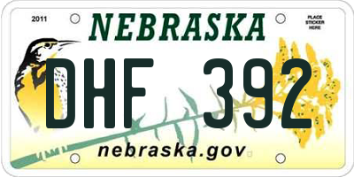 NE license plate DHF392