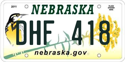NE license plate DHF418