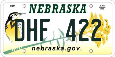 NE license plate DHF422