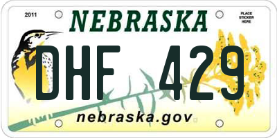 NE license plate DHF429