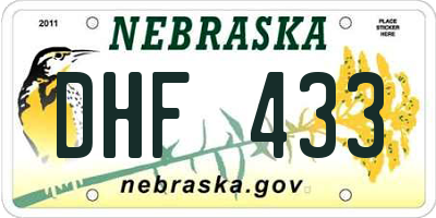 NE license plate DHF433