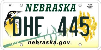 NE license plate DHF445