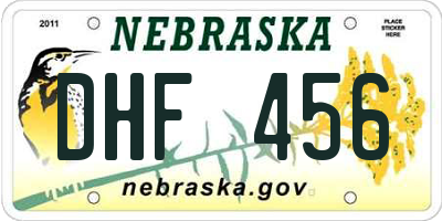 NE license plate DHF456