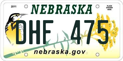 NE license plate DHF475