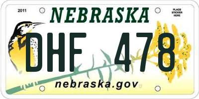 NE license plate DHF478