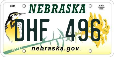 NE license plate DHF496