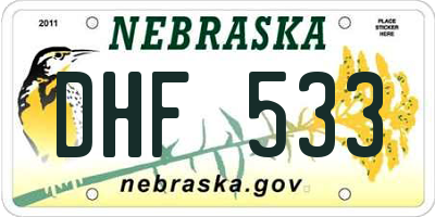 NE license plate DHF533