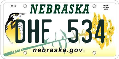 NE license plate DHF534