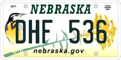 NE license plate DHF536
