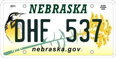 NE license plate DHF537