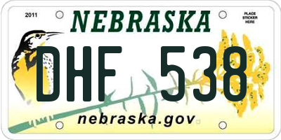 NE license plate DHF538