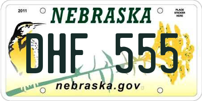 NE license plate DHF555