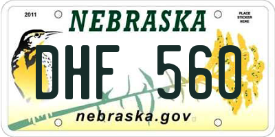 NE license plate DHF560