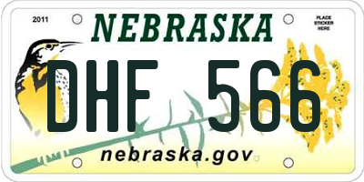 NE license plate DHF566
