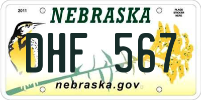 NE license plate DHF567