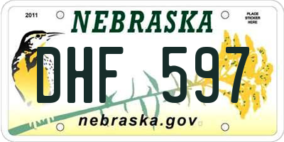 NE license plate DHF597