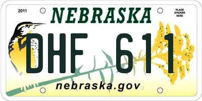 NE license plate DHF611