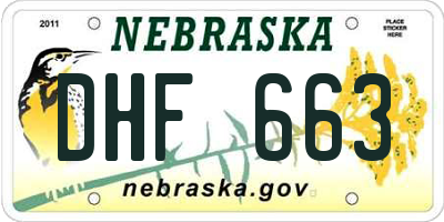NE license plate DHF663