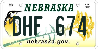 NE license plate DHF674