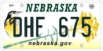 NE license plate DHF675