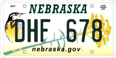 NE license plate DHF678