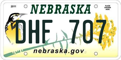 NE license plate DHF707