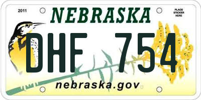 NE license plate DHF754