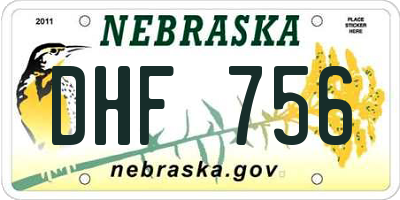 NE license plate DHF756