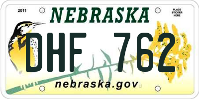 NE license plate DHF762