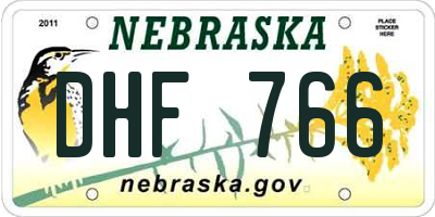 NE license plate DHF766