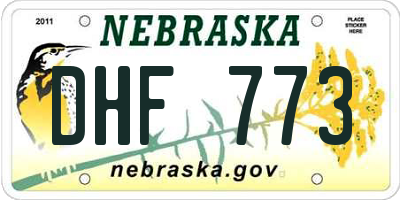 NE license plate DHF773