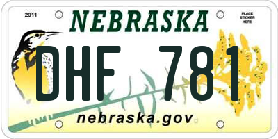 NE license plate DHF781
