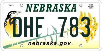 NE license plate DHF783