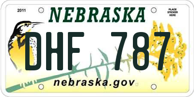 NE license plate DHF787