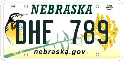 NE license plate DHF789