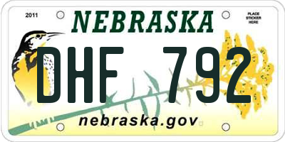 NE license plate DHF792