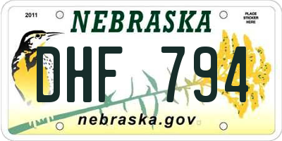 NE license plate DHF794