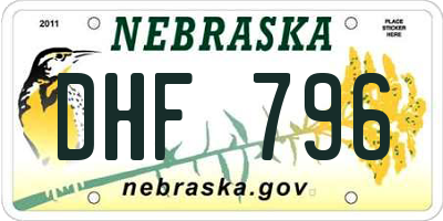 NE license plate DHF796
