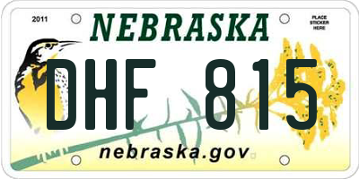 NE license plate DHF815