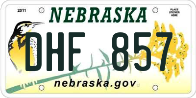 NE license plate DHF857