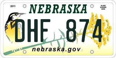 NE license plate DHF874
